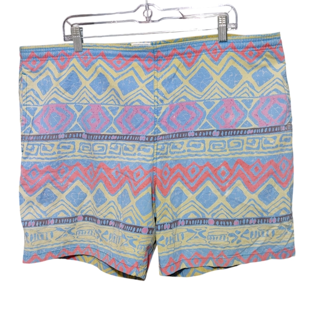 Vintage Cheetah Mervyn's Colorful Geometric 80s Pattern Swim Shorts Size Large